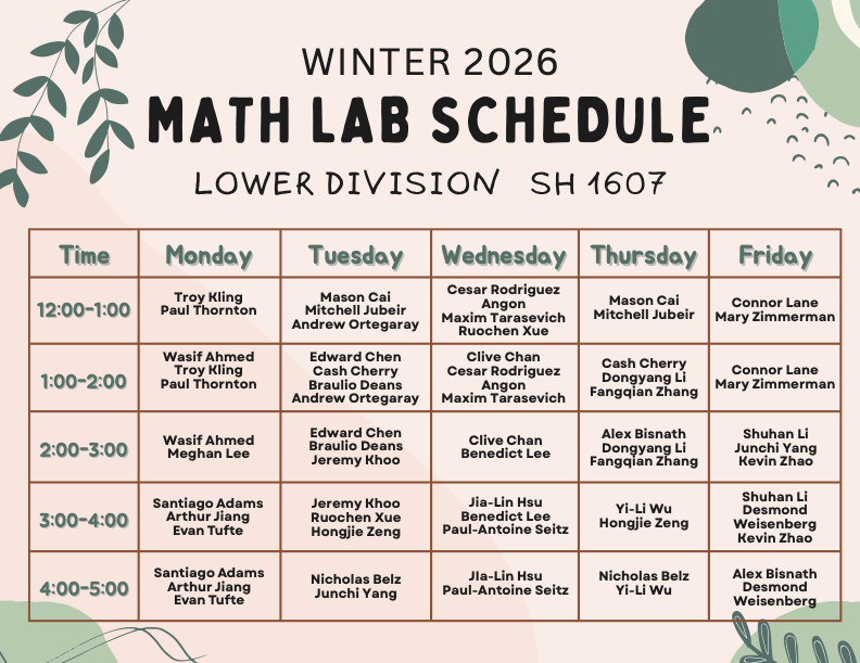 W26 LD Math Lab Schedule