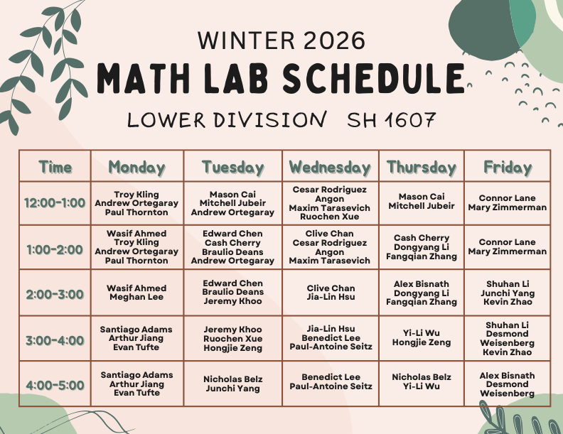 W26 LD Math Lab Schedule